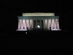 Lincoln Memorial at night.