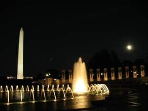 A perfect summer evening at the World War II monument in Washington DC