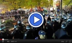 Occupy Wall Street protestors being evicted from Zuccotti Park