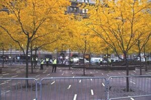 Zuccotti Park on November 15th after the protestors were evicted.