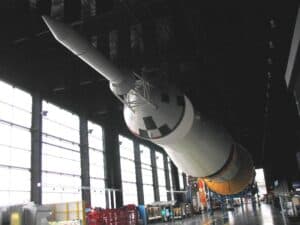 The Saturn V rocket in its 68,000 sq ft exhibit hall at the US Space and Rocket Center