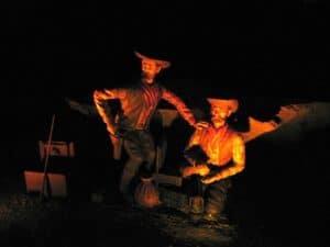 Statue of Jesse James and his brother at Meramec Caverns in Missouri.