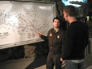 Tour guide at Meramec Caverns.
