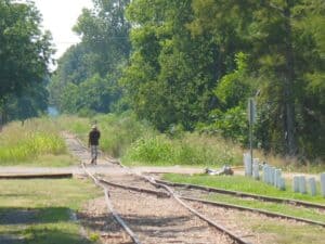 Train tracks leading out of Tutwiler, MS where W.C. Handy first heard the blues.