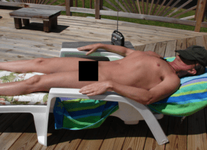Sunbathing nude