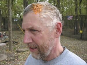 Shot in the head with a paintball