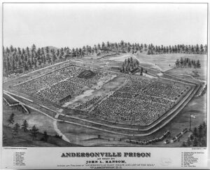 Aerial illustration of Andersonville prison