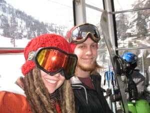 Cambelle and Alex in the gondola at Squaw Valley