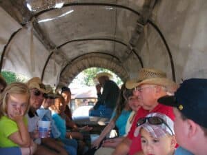 Covered wagon ride at the Oregon Trail Wagon Ride