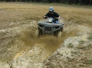 Malcolm Logan attacking a mud slough at Carolina Adventure World in Winnsboro, South Carolina