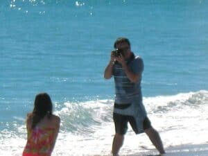 Photographer and model on Miami Beach