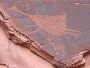 Monument valley petroglyph of a pronghorn antelope