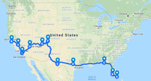 My American Odyssey Route Map
