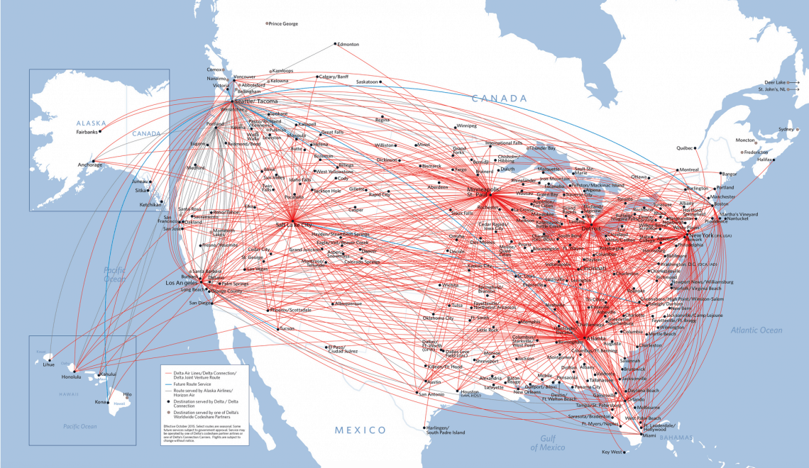 The hub-and-spoke model of air travel
