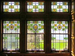 Stained glass windows at Glensheen mansion