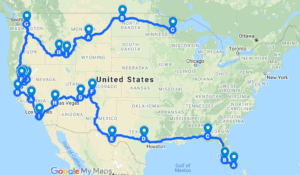 My American Odyssey Route Map