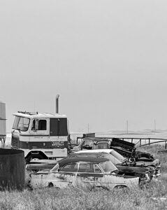 Automobile graveyard in Tagus, ND