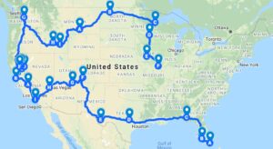 My American Odyssey Route Map
