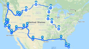 My American Odyssey Route Map