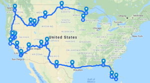 My American Odyssey Route Map