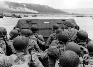 US assault troops approach Omaha beach on D-Day, the start of Operation OVERLORD