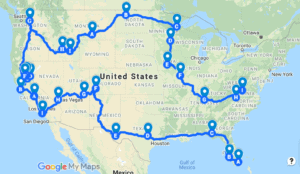 My American Odyssey Route Map