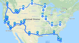 My American Odyssey Route Map