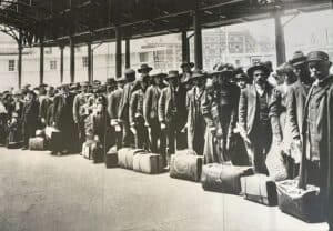 Immigrants waiting to enter the United States.