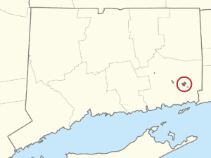 The Mashantucket Pequot reservation on a map of Connecticut
